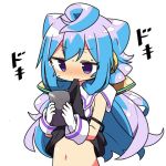  1boy blue_hair blush commentary_request gloves hacka_doll hacka_doll_3 kanikama long_hair lowres male_focus simple_background solo sweatdrop translation_request trap violet_eyes white_background white_gloves 