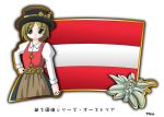  1girl austria austrian_flag european_clothes flag green_eyes hat murakami_senami 