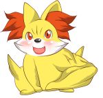  androgynous artist_request fennekin full_body furry open_mouth pokemon red_eyes simple_background solo white_background 