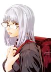  1girl backpack bag glasses highres hiramoto_akira official_art parted_lips prison_school randoseru shiraki_meiko solo 