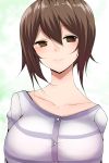  1girl blush brown_eyes brown_hair girls_und_panzer han_(jackpot) lips looking_at_viewer nishizumi_maho smile solo upper_body white_background 