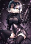  1girl armor black_legwear blonde_hair breasts bu_li fate/grand_order fate_(series) gauntlets headpiece jeanne_alter looking_at_viewer ruler_(fate/apocrypha) ruler_(fate/grand_order) short_hair solo sword thigh-highs weapon yellow_eyes 