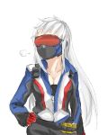  1girl genderswap genderswap_(mtf) jacket long_hair mask miramu_(zoop1569) overwatch soldier:_76_(overwatch) solo white_hair 