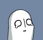  androgynous ghost gyate_gyate lowres monochrome napstablook no_hat no_headwear o_o parted_lips simple_background solo tears undertale upper_body yaruky 
