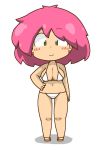  1girl bikini blush blush_stickers breasts cleavage earrings final_fantasy final_fantasy_v green_eyes highres jewelry kuto_tubuyaki large_breasts lenna_charlotte_tycoon looking_at_viewer midriff navel open_mouth pink_hair short_hair smile solo swimsuit white_swimsuit 