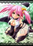  1girl breasts demon_girl demon_tail demon_wings horns large_breasts long_hair original pink_hair smile solo tail takaba_momo twintails wings yellow_eyes 