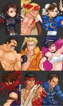  3girls 6+boys 90s ;) abs alex_(street_fighter) armband artist_request asymmetrical_bangs bangs belt biker_clothes blonde_hair blue_eyes bomber_jacket breasts brown_eyes brown_hair capcom capcom_fighting_allstars capcom_fighting_jam charlie_nash china_dress chinese_clothes choker chun-li concept_art covered_mouth dog_tags dougi dress eyebrows facial_hair final_fight gakuran glasses hair_slicked_back hat headband highres ichimonji_batsu jacket kazama_akira kita_senri leather leather_jacket lipstick long_hair makeup medium_breasts mike_haggar multiple_boys multiple_girls muscle mustache ninja official_art one_eye_closed open_clothes open_vest peaked_cap pink_hair poison_(final_fight) portrait puffy_short_sleeves puffy_sleeves rival_schools ryuu_(street_fighter) scar scarf school_uniform shirtless short_hair short_sleeves single_strap small_breasts smile spikes street_fighter street_fighter_iii street_fighter_iii_(series) street_fighter_zero street_fighter_zero_(series) strider_(video_game) strider_hiryuu thick_eyebrows vest watermark 