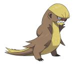  10s absurdres closed_eyes gumshoos highres no_humans official_art pokemon pokemon_(creature) pokemon_(game) pokemon_sm simple_background solo tail teeth white_background 