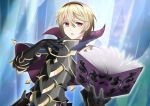  1boy armor blonde_hair book capelet collar fire_emblem fire_emblem_if gloves ice kakiko210 leon_(fire_emblem_if) open_mouth red_eyes solo upper_body 