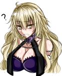  1girl ? bare_shoulders blonde_hair blush breasts chains cleavage collarbone fate/grand_order fate_(series) jeanne_alter large_breasts long_hair looking_at_viewer open_mouth ruler_(fate/apocrypha) ruler_(fate/grand_order) sanmotogoroo sketch solo upper_body yellow_eyes 