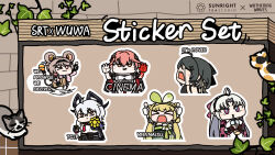  >_< 6+girls absolute_cinema_(meme) ahoge aqua_eyes black_gloves black_hair black_horns blonde_hair brown_hair carlotta_(wuthering_waves) changli_(wuthering_waves) colored_extremities commentary crying cup curled_horns disposable_cup dress drinking_straw drinking_straw_in_mouth english_commentary english_text female_rover_(wuthering_waves) fingerless_gloves gloves green_dress hair_ribbon hands_up highres holding holding_cup horns jacket logo looking_at_viewer lumi_(wuthering_waves) meme multicolored_eyes multiple_girls official_art one_eye_closed open_mouth parted_bangs pink_eyes pink_hair pink_jacket red_hands ribbon rover_(wuthering_waves) seseren smile thumbs_up two-tone_eyes verina_(wuthering_waves) white_gloves white_hair wuthering_waves yellow_eyes yellow_ribbon zani_(wuthering_waves) 