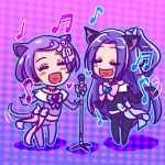  animal_ears black_hair cat_ears cat_tail dokidoki!_precure ireku_badou kenzaki_makoto kurokawa_eren music precure purple_hair ribbon singing suite_precure tail 