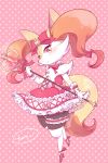  1girl artist_request braixen dress female fox full_body furry magical_girl pokemon red_eyes solo thigh-highs 