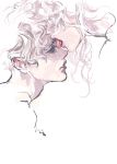  1boy 1girl androgynous as_(ashes) beauty_mark closed_eyes hair_over_eyes mole mole_under_mouth open_mouth original parted_lips simple_background tongue tongue_out wavy_hair white_background white_hair 