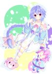  1girl 4ki@kachou_fuuei absurdres braid choker choujigen_game_neptune hair_ornament hair_ribbon highres long_hair looking_at_viewer neptune_(series) pink_eyes purple_hair pururut ribbon smile solo stuffed_toy very_long_hair 