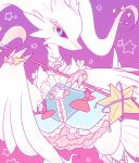  1girl artist_request blue_eyes female flat_color furry gradient gradient_background magical_girl pokemon reshiram skirt solo 