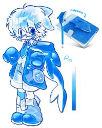  1other androgynous animal_ears blue_eyes blue_hoodie blue_leg_warmers blue_shoes blue_theme blush_stickers bomal1215 cetacean_tail colored_skin commentary cyber_fashion dolphin fashion fins fish_tail frutiger_aero glasses hood hood_down hoodie leg_warmers long_sleeves looking_at_viewer necktie object_and_personification original other_focus paper pencil personification shoes short_hair simple_background sleeves_past_wrists solo standing stationery symbol-only_commentary tail white_background white_hair white_skin 