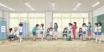  6+girls child doctor examination indoors kiyo_(kyokyo1220) measuring multiple_girls shorts weight 