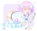  1girl adult_baby choujigen_game_neptune crying diaper mind_control neptune_(choujigen_game_neptune) neptune_(series) pacifier purple_hair solo striped striped_legwear translation_request underwear 