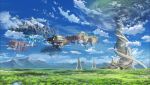  blue_sky clouds cloudy_sky crystal fantasy floating_island forest landscape mountain nature no_humans outdoors scenery sky sword_art_online water waterfall watermark 