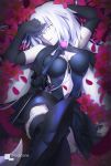  1girl armor blonde_hair breasts fate/grand_order fate_(series) gauntlets jeanne_alter long_hair looking_at_viewer magicians_(zhkahogigzkh) petals rose_petals ruler_(fate/apocrypha) ruler_(fate/grand_order) solo swird sword thigh-highs weapon yellow_eyes 