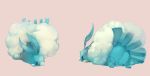  altaria blue_eyes full_body highres lying manino_(mofuritaionaka) multiple_views no_humans pink_background pokemon pokemon_(creature) pokemon_(game) simple_background turnaround 