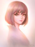  1girl 2016 artist_name bangs closed_mouth face geo_siador green_eyes hair_between_eyes highres light_brown_hair lips looking_at_viewer nose original portrait short_hair solo upper_body 