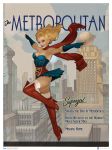  1girl 2014 belt blonde_hair blue_dress blue_eyes blue_gloves bombshells city dc_comics dress fingerless_gloves flying high_heel_boots kryptonian pin-up red_scarf red_shoes scarf shoes smile solo strapless supergirl thigh-highs thigh_boots white_legwear 