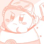  armor cap goggles kirby kirby_(series) machine mecha monochrome nintendo no_humans solo 