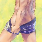  1boy amemura_(ikuko) amemuraikuko ass bad_id butt_crack close-up heart heart_print kaburagi_t_kotetsu male_focus shorts solo tiger_&amp;_bunny underwear_pull 