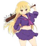  1girl blonde_hair breasts hiroko_(senran_kagura) kuzukiriko large_breasts senran_kagura senran_kagura_(series) senran_kagura_new_wave smile solo spiked_club violet_eyes 