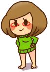  blush brown_hair glasses nikki_(swapnote) swapnote sweater 