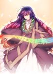  1girl bead_necklace beads blonde_hair closed_mouth dress gradient_hair hijiri_byakuren jewelry kaiza_(rider000) long_hair long_sleeves multicolored_hair necklace purple_hair smile solo sorcerer&#039;s_sutra_scroll touhou violet_eyes wide_sleeves 