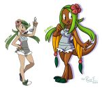  2girls dark_skin dino_girl green_hair ichuel macoatl mallow_(pokemon) multiple_girls pigtails pokemon pokemon_trial_captain tagme tail 