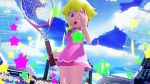  1girl 3d animated audience blonde_hair mario_tennis:_ultra_smash princess_peach super_mario_bros. 