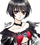  1girl black_hair choker collarbone looking_at_viewer rutee_katrea shiitake_(gensoudou) short_hair simple_background solo tales_of_(series) tales_of_berseria tales_of_destiny upper_body velvet_crowe velvet_crowe_(cosplay) violet_eyes white_background 