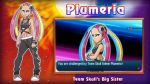  10s 1girl midriff official_art pink_hair plumeria_(pokemon) pokemon pokemon_sm tagme tattoo team_skull 