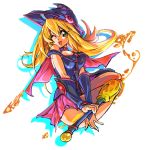  1girl artist_request bare_shoulders blonde_hair boots dark_magician_girl duel_monster female gloves hat legs long_hair looking_at_viewer magical_girl skirt solo wink wizard_hat yu-gi-oh! 