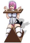  blush bondage fairy_tail legwear maid open_mouth pink_hair sketch_lanza tongue tongue_out virgo_(fairy_tail) 