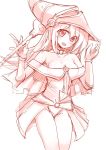  1girl bare_shoulders dark_magician_girl duel_monster female gloves hat legs long_hair looking_at_viewer magical_girl monochrome skirt solo wizard_hat yu-gi-oh! 