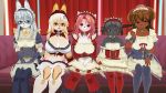  3d 5girls artist_request black_hair blonde_hair blue_eyes brown_eyes brown_hair cat custom_maid_3d_2 dog fox furry glasses long_hair maid multiple_girls pink_hair red_eyes short_hair white_hair wolf 