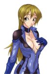  1girl blonde_hair breasts cleavage large_breasts long_hair ozaneko smile solo tenjouin_asuka yu-gi-oh! yuu-gi-ou_gx 