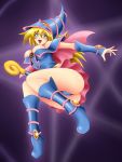  1girl ass bare_shoulders blonde_hair boots dark_magician_girl duel_monster female gloves hat huge_ass legs long_hair looking_at_viewer magical_girl shiny shiny_skin skirt solo wizard_hat yu-gi-oh! 