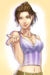  1girl breasts brown_eyes brown_hair cleavage dark_skin earrings jewelry necklace ponytail resident_evil resident_evil_5 sheva_alomar short_hair solo takemi708 upper_body 