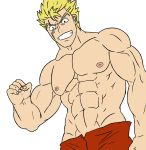  1boy abs blonde_hair character_request fairy_tail looking_at_viewer male_focus muscle pecs smile solo tagme teeth topless 