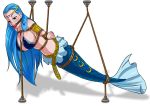  1girl aquarius_(fairy_tail) ball_gag blue_hair blush bondage fairy_tail gag gagged rope sketch_lanza 