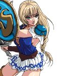  1girl blonde_hair blue_eyes female long_hair ooyama_(o-yama) pixel_art shield skirt solo sophitia_alexandra soul_calibur sword weapon white_background 