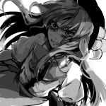  bad_id clenched_teeth hat hinanawi_tenshi lowres monochrome popoin touhou 