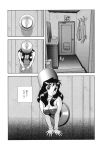  breasts cleavage comic doorknob hat highres jewelry long_hair minigirl monochrome personification teruo_kakuta translated translation_request tubetop what 