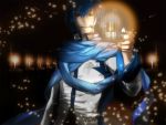  bad_id blue_eyes blue_hair candle chawan_fukasu dark kaito male scarf smile solo vocaloid 